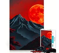 1000 Pieces Puzzles for Adults Blood Moon Mountain Tight Cut Fun, Logic Thinking Play, Leisure Fun Time, Xmas Scene Art (38x26cm)