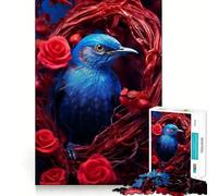 1000 Pieces Puzzles for Adults Blue Bird Red Rose Tight Cut Fun, Logic Thinking Play, Leisure Fun Time, Xmas Scene Art (38x26cm)