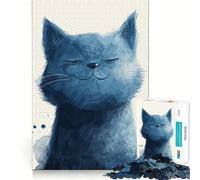 1000 Pieces Puzzles for Adults Blue Bliss Kitty Perfect Edge Play, Brain Teasing Play, Idle Play Game, Xmas Scene Art (50x75cm)