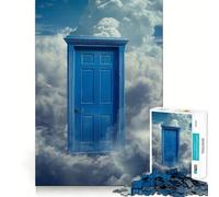 1000 Pieces Puzzles for Adults Blue Door Heaven Clouds Perfect Edge Play, Brain Teasing Play, Idle Play Game, Xmas Scene Art (50x75cm)