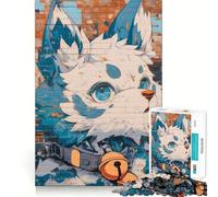 1000 Pieces Puzzles for Adults Blue-Eyed Furry Mural Tight Cut Fun, Logic Thinking Play, Leisure Fun Time, Xmas Scene Art (38x26cm)