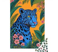 1000 Pieces Puzzles for Adults Blue Leopard Wall Art Print Puzzles for Adults Hands-on Game But Fun And Humorous Parent-child Interaction 38x26cm/1000pcs