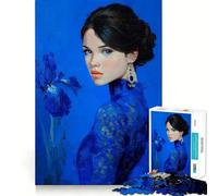 1000 Pieces Puzzles for Adults Blue Portrait with Iris Tight Cut Fun, Logic Thinking Play, Leisure Fun Time, Xmas Scene Art (38x52cm)