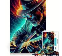 1000 Pieces Puzzles for Adults Blues Guitarist With Vibes Perfect Edge Play, Brain Teasing Play, Idle Play Game, Xmas Scene Art (38x26cm)