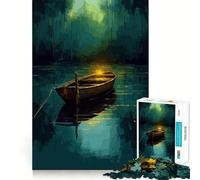 1000 Pieces Puzzles for Adults Boat In The Night Perfect Edge Play, Brain Teasing Play, Idle Play Game, Xmas Scene Art (38x52cm)