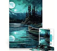 1000 Pieces Puzzles for Adults Boat In The Night Perfect Edge Play, Brain Teasing Play, Idle Play Game, Xmas Scene Art (38x26cm)