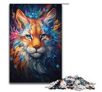 1000 Pieces Puzzles for Adults Bobcat's Colorful Psychedelic Wooden Jigsaw for Adults And Kids Stress Relief Tool 1000 PCS(38x26cm)