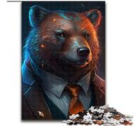 1000 Pieces Puzzles for Adults Boss Brown Bear Made of Wood, for Ages 14+ 50x75cm Challenging Brain Teaser - Relaxing Toy for Teenagers