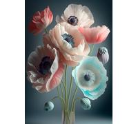 1000 Pieces Puzzles for Adults - Botanical Style Poppy Bouquet Puzzle Brain Teaser Activity for Kids,Gift for Birthday Christmas