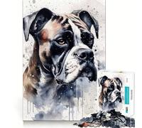1000 Pieces Puzzles for Adults Boxer Dog Inked Elegance Tight Cut Fun, Logic Thinking Play, Leisure Fun Time, Xmas Scene Art (50x75cm)
