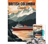 1000 Pieces Puzzles for Adults British Columbia Poster Brain Intelligence Challenge Addictive Toys Family Games Difficult Hard Secret Santa Gifts (Size 38x52cm)