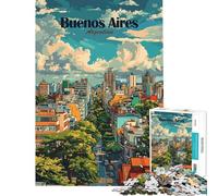 1000 Pieces Puzzles for Adults Buenos Aires Argentina Cityscape Illustration Relaxing Games for Educational Game Challenge Toy Secret Santa Gifts Analysis And Logic (size 50x75cm)