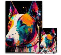 1000 Pieces Puzzles for Adults Bull Terrier Colorful Wooden Jigsaw Puzzles for Adults for Home Decor, Ideal Christmas & New Year Gift for Teenagers 50x75CM/19.68x29.52inch