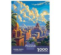 1000 Pieces Puzzles for Adults Cairo, Egypt Cityscape Illustration Adult Puzzles Brain Teaser Game Enhance Memory Unique Gifts for Birthday And Christmas 38x26cm/1000pcs