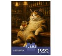 1000 Pieces Puzzles for Adults Calico Cat Drinking at The Bar Puzzles for Adults Hands-on Game But Fun And Humorous Parent-child Interaction 52x38cm/1000pcs