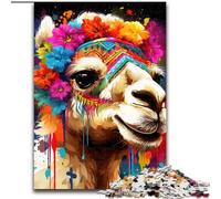 1000 Pieces Puzzles for Adults Camel Wearing Flowers Jigsaw Puzzles for Adults size : 26x38cm Home Activity for Holidays, Birthdays, And Family Game Nights