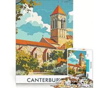 1000 Pieces Puzzles for Adults Canterbury Cathedral Illustration, Brain Teaser Game, Interesting Stress Reduction, Great Gift for Gaming 50x75cm