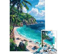 1000 Pieces Puzzles for Adults Caribbean Beach Pixel Art Relaxing Games for Educational Game Challenge Toy Secret Santa Gifts Analysis And Logic (size 38x26cm)