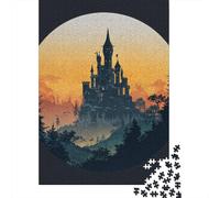 1000 Pieces Puzzles for Adults Castle Silhouette Art Print Jigsaw Puzzle Hands-on Game Home Decoration Unique Gifts for Birthday And Christmas 70x50cm/1000pcs
