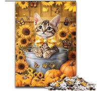 1000 Pieces Puzzles for Adults Cat Among Sunflowers 1000-Piece Jigsaw Puzzle Family Interactive Game, Brain Challenge Gift (Size 50x75cm)