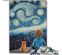 1000 Pieces Puzzles for Adults Cat And Little Boy Jigsaw Puzzles for Adults 1000 Piece Fun Present & Activity for Home (Size 26x38cm)