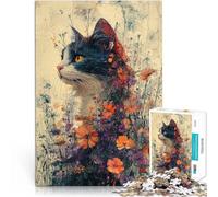 1000 Pieces Puzzles for Adults Cat in a Field of Flowers Staycation: Zeit totschlagen Verbessern Sie das Gedächtnis75x50cm