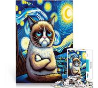 1000 Pieces Puzzles for Adults Cat Meme Anspruchsvolles Spiel und Familienspaß mit passendem Poster und Quizblatt75x50cm