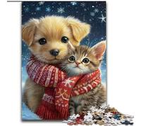 1000 Pieces Puzzles for Adults Cats And Dogs in Winter Jigsaw Puzzles for Adults 1000 Ideal Holiday Or Birthday Gift, Party Game Toy 50X75CM