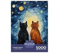 1000 Pieces Puzzles for Adults Cats In Love Van Gogh Jigsaw Puzzle Family Games Difficult Hard Unique Gifts for Birthday And Christmas 70x50cm/1000pcs