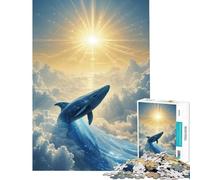 1000 Pieces Puzzles for Adults Celestial Whale Rising Toward The Sun Brain Intelligence Challenge Addictive Toys Family Games Difficult Hard Secret Santa Gifts (Size 38x26cm)
