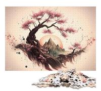 1000 Pieces Puzzles for Adults Cherry Blossom Abstract Square Puzzle for Adults & Wooden Puzzles Home Decor 1000pcs (75x50cm)