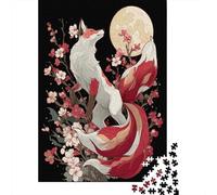 1000 Pieces Puzzles for Adults Cherry Blossom Moon Fox Art Print Jigsaw for Adults Anti-Stress Toys Difficult Hard Difficult And Challenge 38x26cm/1000pcs