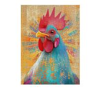 1000 Pieces Puzzles for Adults - Chicken with The Words Happy New Year Jigsaw Puzzle Challenging and Relaxing, Vibrant Illustrations and Quality Pieces, Perfect for Fun Brain Puzzle Lovers