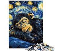 1000 Pieces Puzzles for Adults Chimp's Starry Slumber Practical Game Learning Educational Anti-Stress Toys with Matching Poster And Trivia Sheet Size 38x52cm