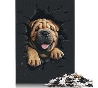 1000 Pieces Puzzles for Adults Chinese Shar Pei Creative Square Jigsaw Puzzles for Adults, Wooden Puzzles Home Decoration Jigsaw Puzzles 1000pcs (75x50cm)