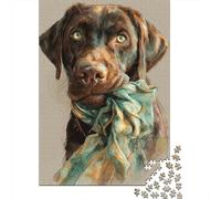 1000 Pieces Puzzles for Adults Chocolate Labrador Retriever Art Print Jigsaw Puzzle Hands-on Game Home Decoration Unique Gifts for Birthday And Christmas 38x26cm/1000pcs