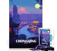 1000 Pieces Puzzles for Adults Chongqing China Cityscape at Night Smooth Joint Fun Brain Skill Play Casual Game Time Birthday Fun Play (38x26cm)