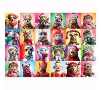 1000 Pieces Puzzles for Adults - Christmas Dog Cat Jigsaw Puzzle Family Entertainment Leisure Fun Interactive Develop Patience Relaxing Holiday Puzzles Gift for Women Men