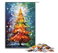 1000 Pieces Puzzles for Adults Christmas Tree Is Surrounded by Splatters in The Sky Decompressing Intellectual Educational Toy Gifts Ideas 75x50cm