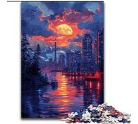 1000 Pieces Puzzles for Adults City at Sunset Made of Wood, Perfect for Family Fun on Birthdays, Christmas 50x75cm Engaging Family Game Night Activity