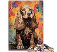 1000 Pieces Puzzles for Adults Cocker Spaniel Art Nouveau Perfect Decoration Brain Teaser Game Gifts for Women Men 50x75cm