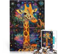 1000 Pieces Puzzles for Adults Color painting giraffe Made of wood for age 14+ for home decoration Gifts Ideas。size：50x75cm/19.68x29.52inch