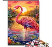 1000 Pieces Puzzles for Adults Colorful Art Flamingo cardboard Jigsaw Puzzles Family Activity Game, Home Decor Wall Art size : 38x26cm