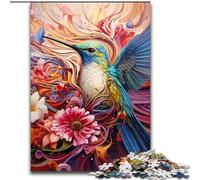 1000 Pieces Puzzles for Adults Colorful Art Hummingbird Wooden Jigsaw Puzzles Family Activity Game, Home Decor Wall Art size : 50x75cm