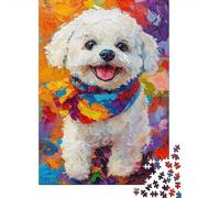 1000 Pieces Puzzles for Adults Colorful Bichon Frise Painting Jigsaw Puzzle Family Games Difficult Hard Unique Gifts for Birthday And Christmas 70x50cm/1000pcs