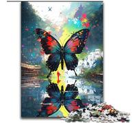 1000 Pieces Puzzles for Adults Colorful Butterfly Flying Made of Wood, Perfect for Family Fun on Birthdays, Christmas 50x75cm Engaging Family Game Night Activity