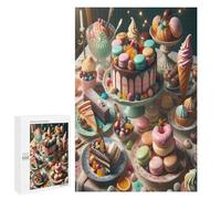 1000 Pieces Puzzles for Adults - Colorful Dessert Delights Macarons, Chocolate Cake & More Puzzles Educational Game Puzzle Thick Sturdy Hard Challenging Difficult Party Games Props