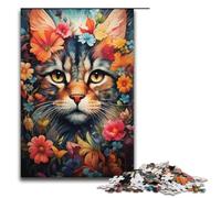 1000 Pieces Puzzles for Adults Colorful Exotic Flower Cat Paper Jigsaw for Adults And Kids Stress Relief Tool 1000 PCS(38x26cm)