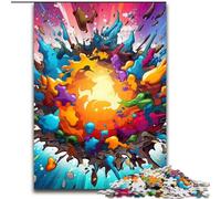 1000 Pieces Puzzles for Adults Colorful Explosion Wooden Puzzles 50x75cm for Teenagers & Teens, Ideal Birthday