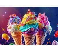 1000 Pieces Puzzles for Adults - Colorful Ice Cream Wooden Puzzles Educational Fun Intellectual Jigsaw,Game Decompression Toys for Kids
